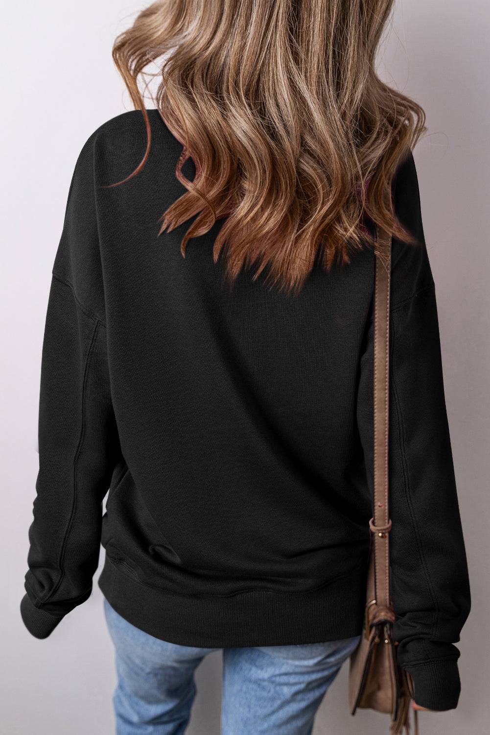 Black Crisscross-Stitch Pocket Sweatshirt