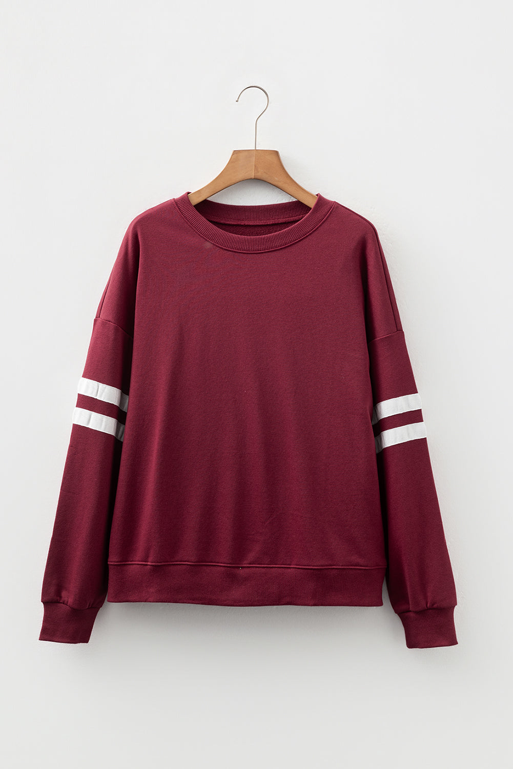 White Varsity Striped Detail Drop-Shoulder Oversized Sweatshirt