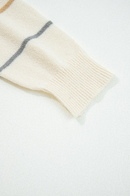 Cream Multicolor Striped Cardigan