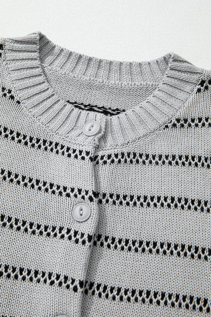 Gray Striped Short Cardigan