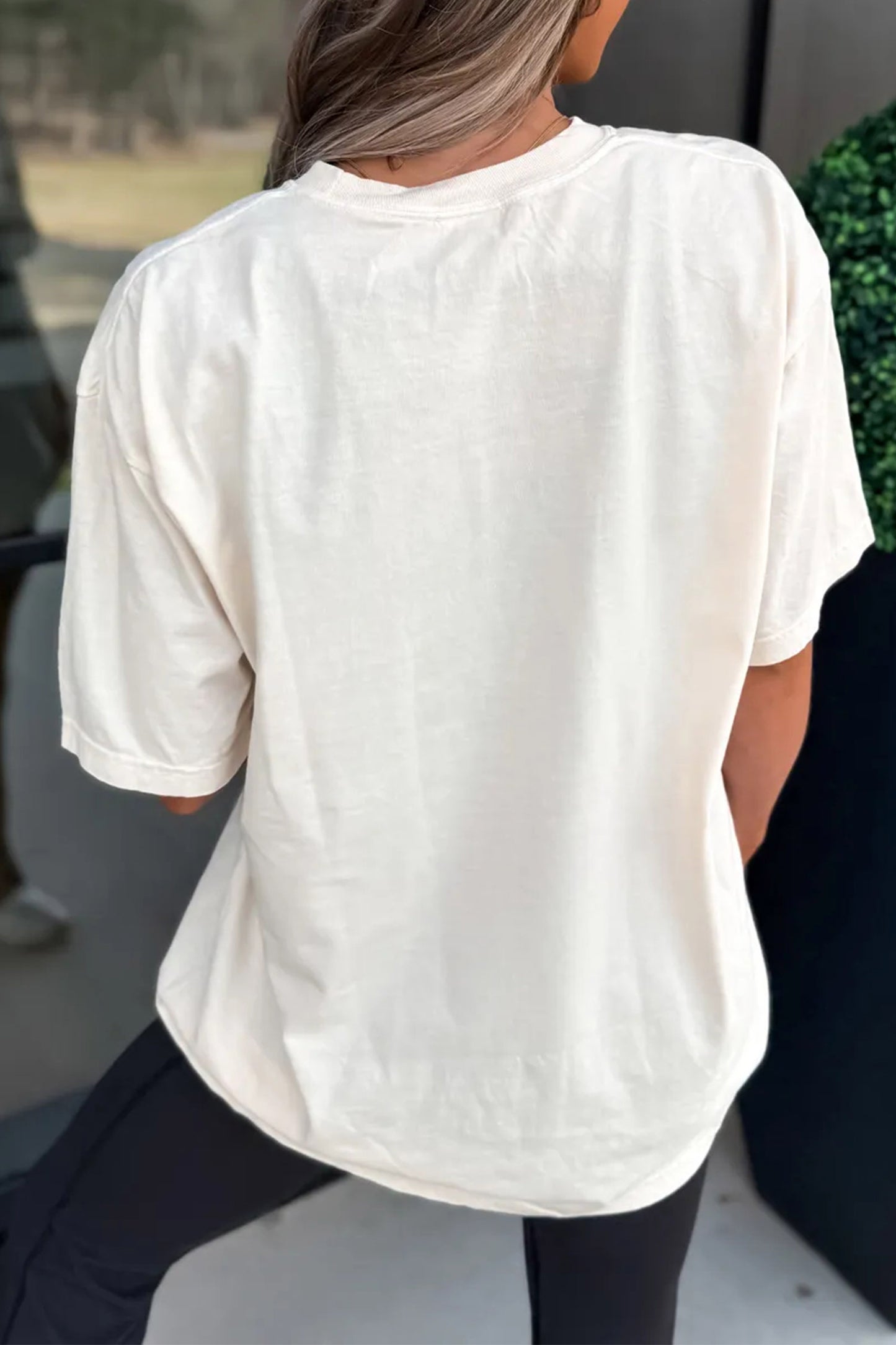 White PRAY Camo Letter Print Casual Round-Neck T-Shirt