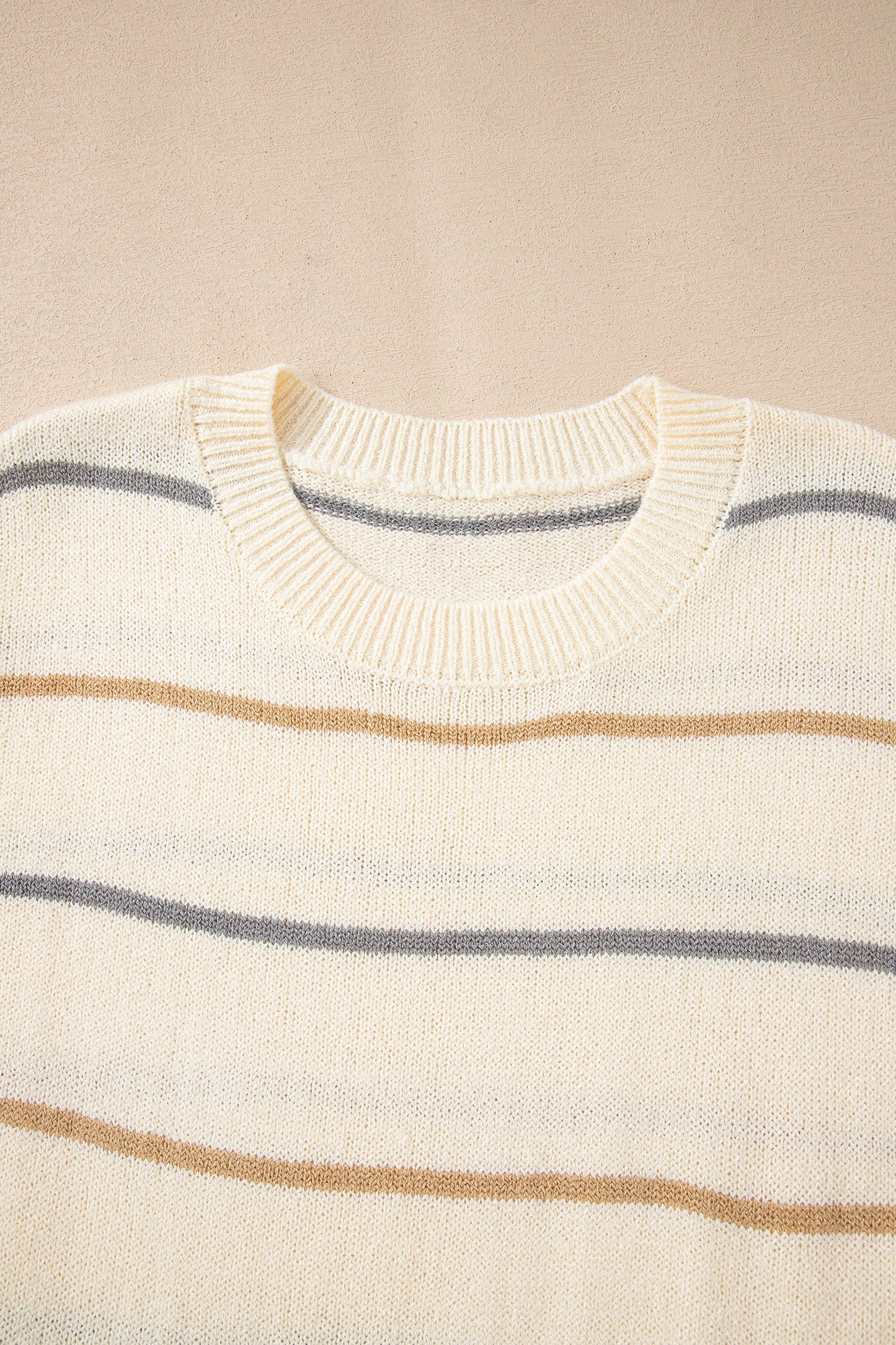 Cream Multicolor Striped Sweater Mini Dress