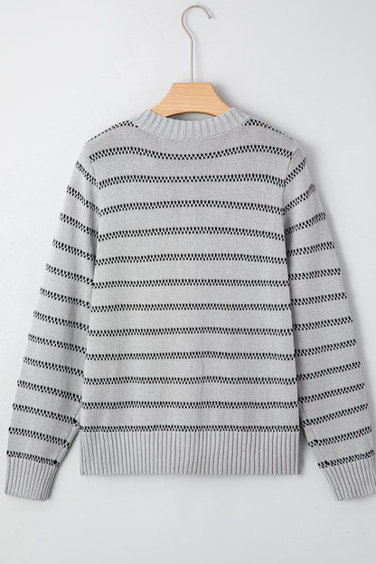 Gray Striped Short Cardigan