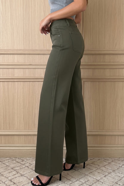 White 2-Button High-Waist Wide-Leg Jeans