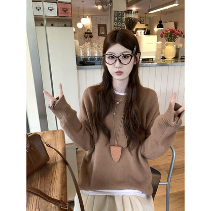 High-Neck Flutter-Sleeve Knit Top