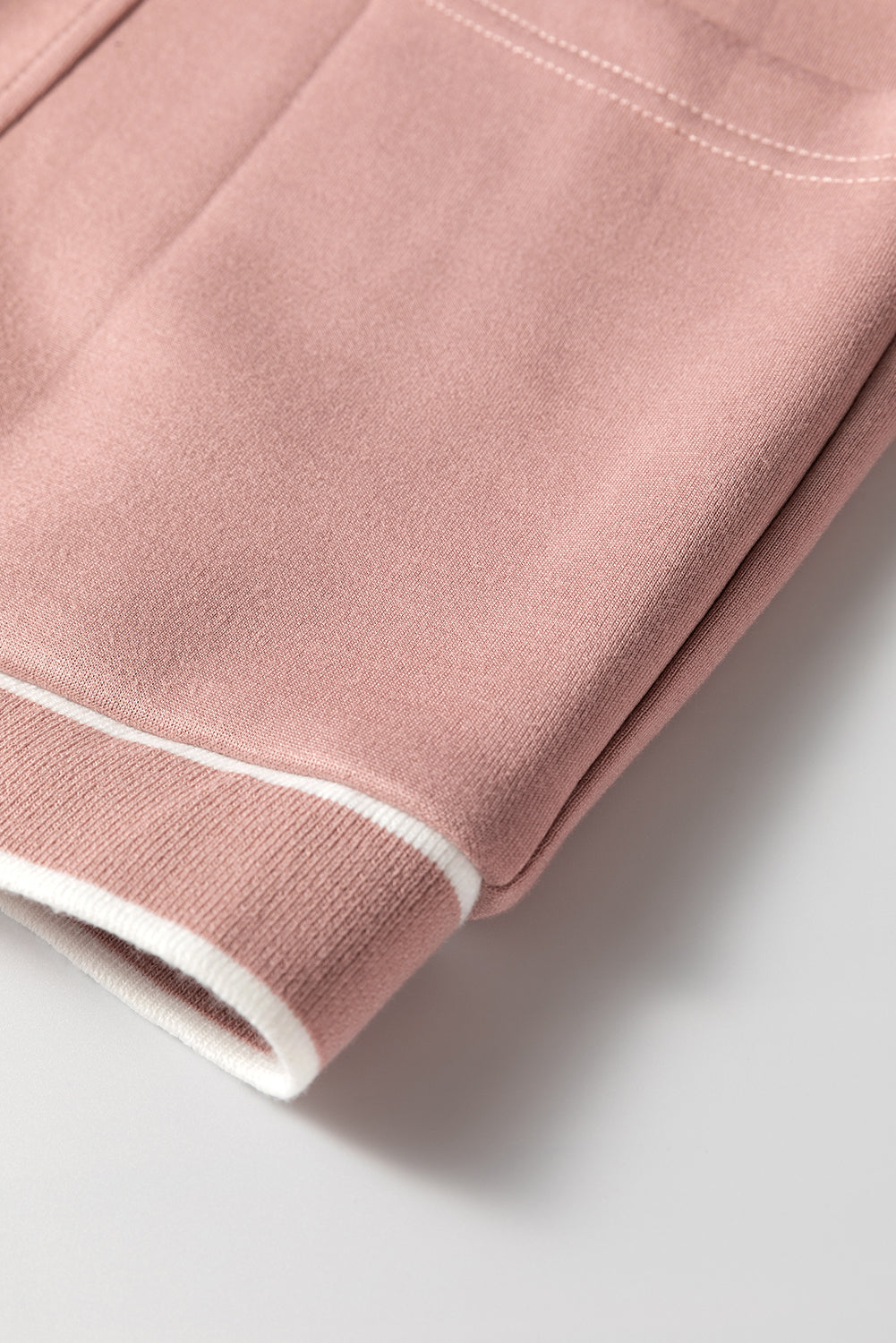 Pink Contrast-Trim Button-Front Knit Cardigan