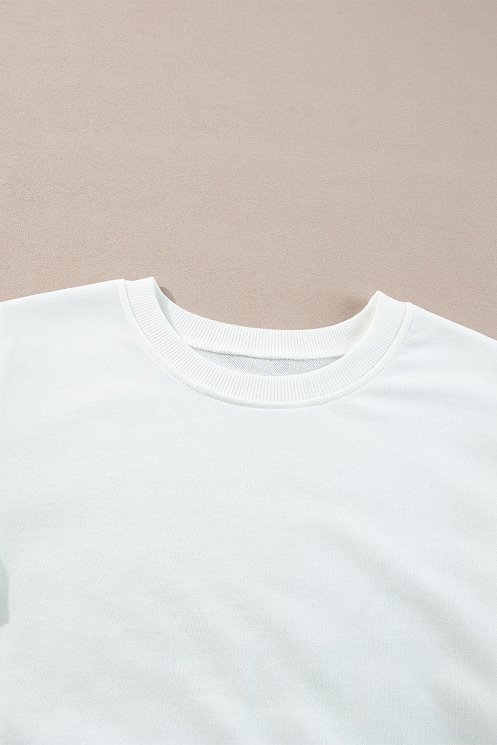 White French Terry Color Block Long-Sleeve Top