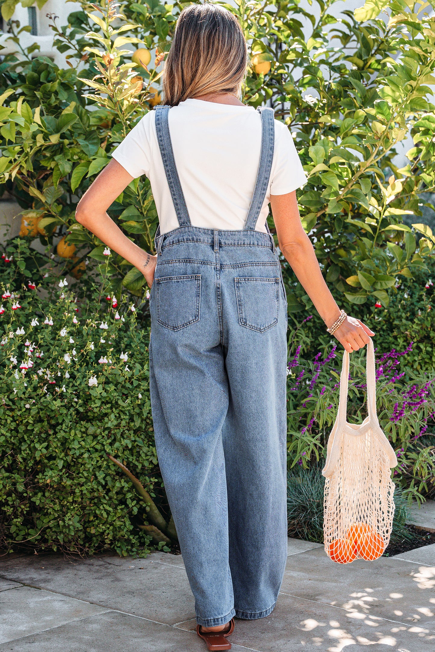 Dusk Blue Wide-Leg Denim Jumpsuit