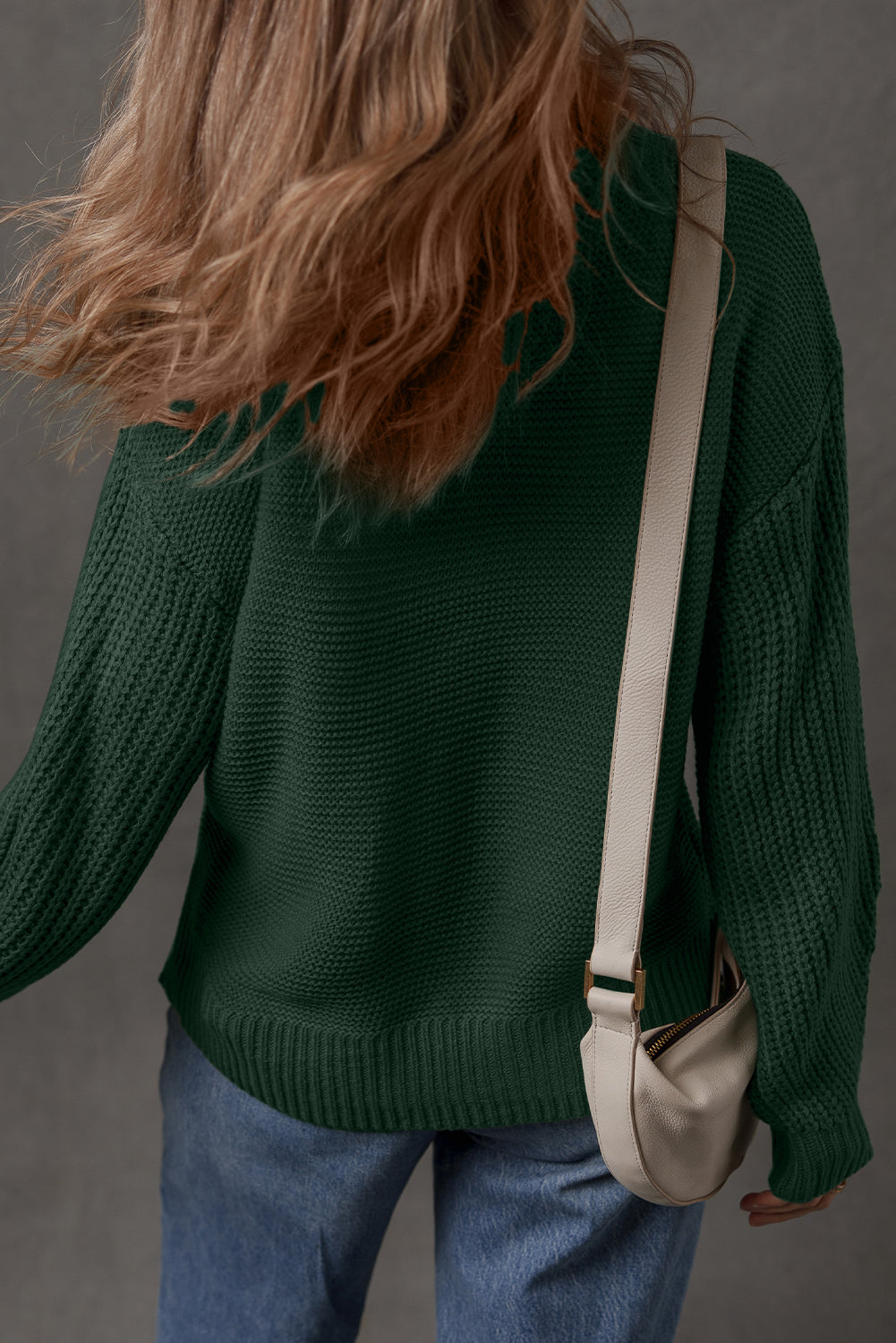 Dusty Blue Front-Seam Relaxed Sweater