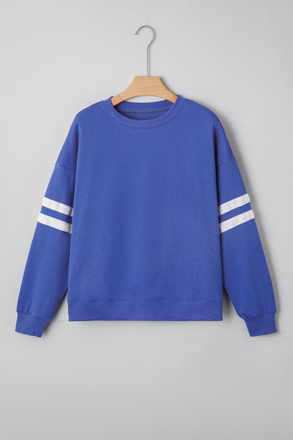 White Varsity Striped Detail Drop-Shoulder Oversized Sweatshirt
