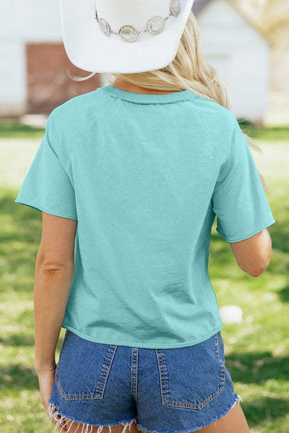 Mint Green Mineral-Wash Cropped T-Shirt