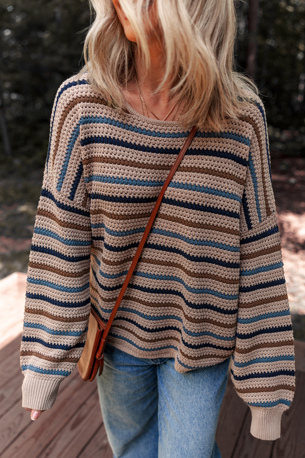 Multicolor Striped Drop-Shoulder Sweater