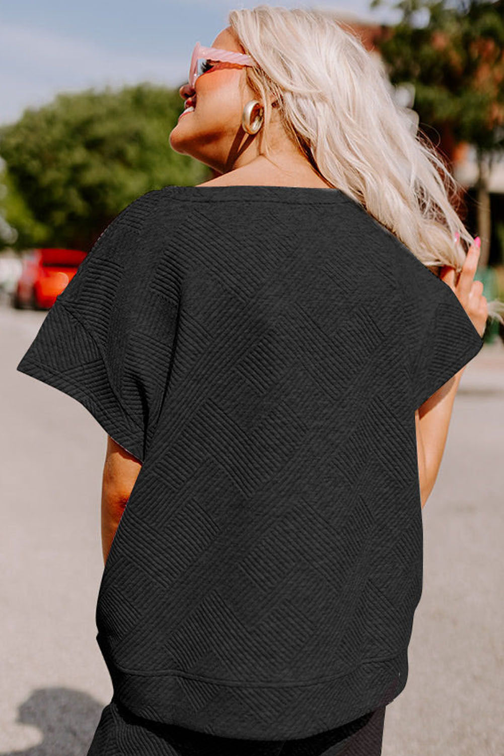 Gray Textured T-Shirt and Pants Set