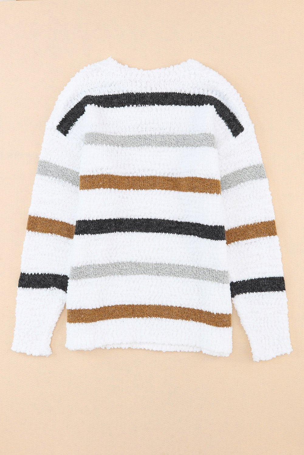 Multicolor Stripe Popcorn-Knit Sweater