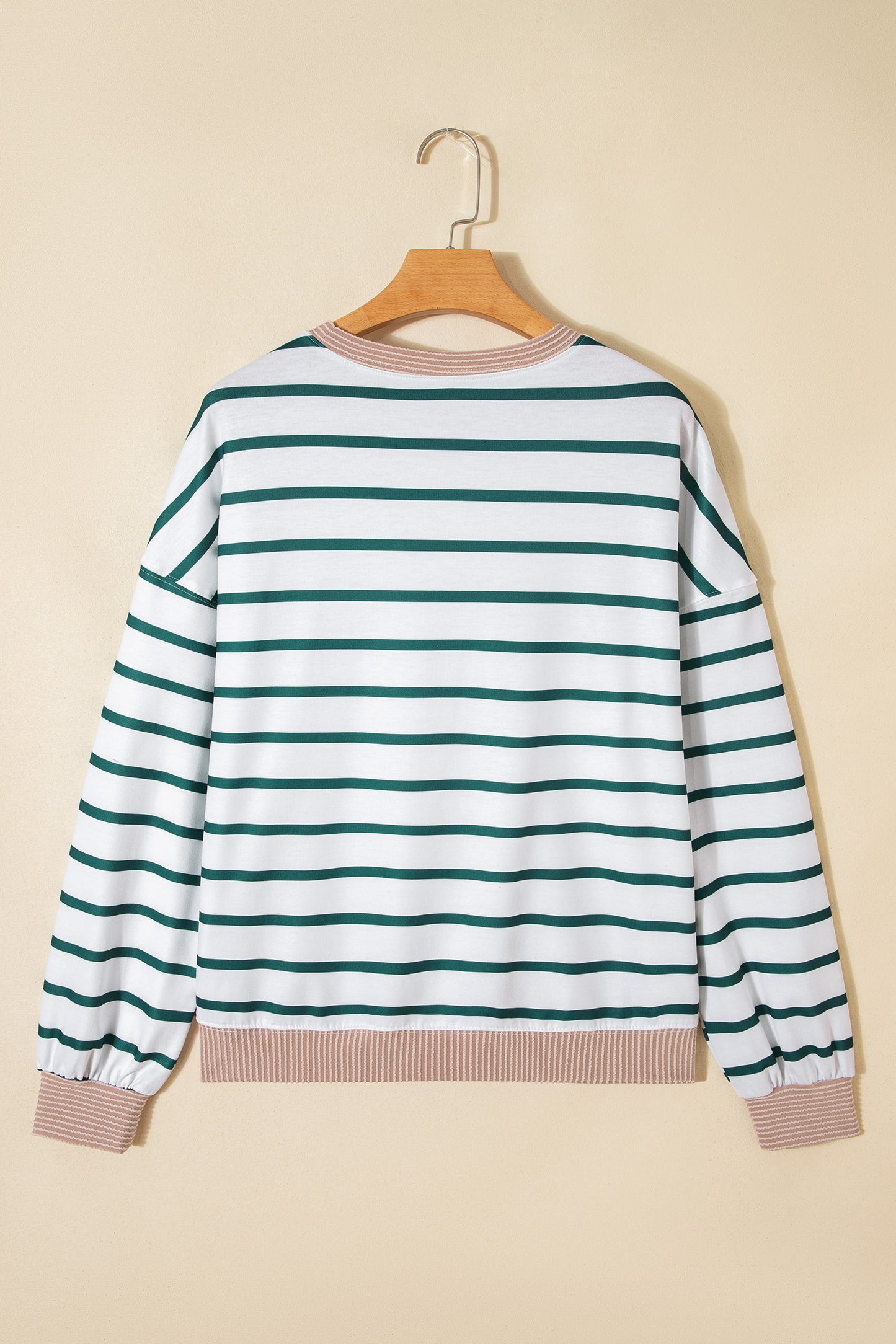 White Striped Contrast-Trim Sweatshirt