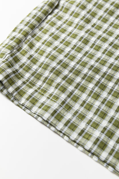 Brown Gingham Wide-Leg Boxer Pants