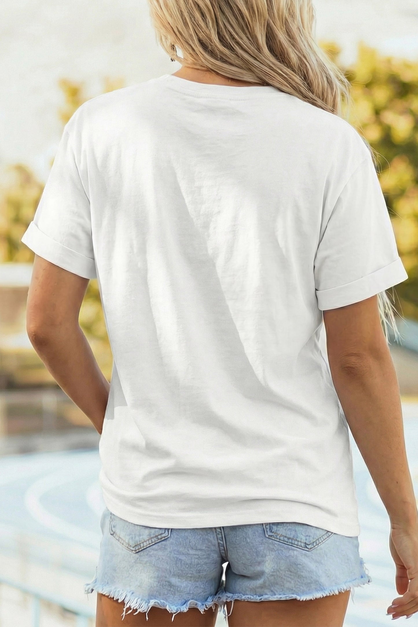 White PRAY Camo Letter Print Casual Round-Neck T-Shirt