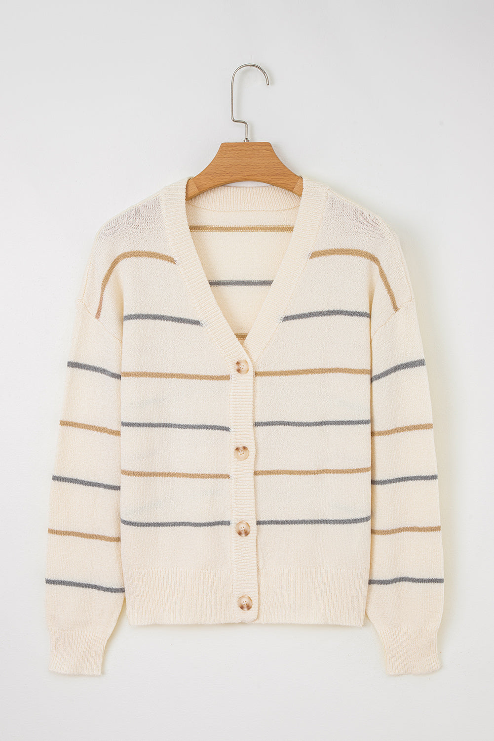 Cream Multicolor Striped Cardigan