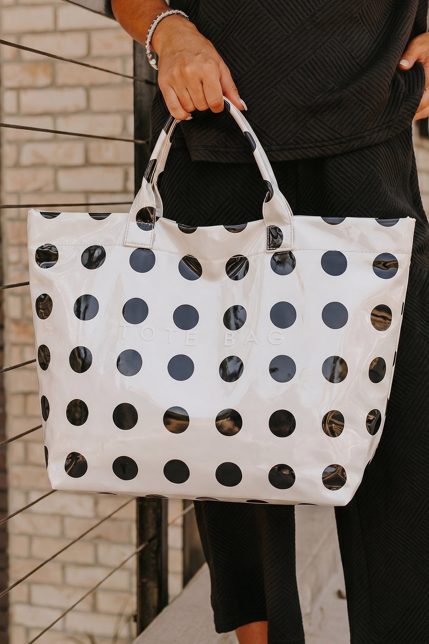 Dark Blue Polka-Dot Tote Bag