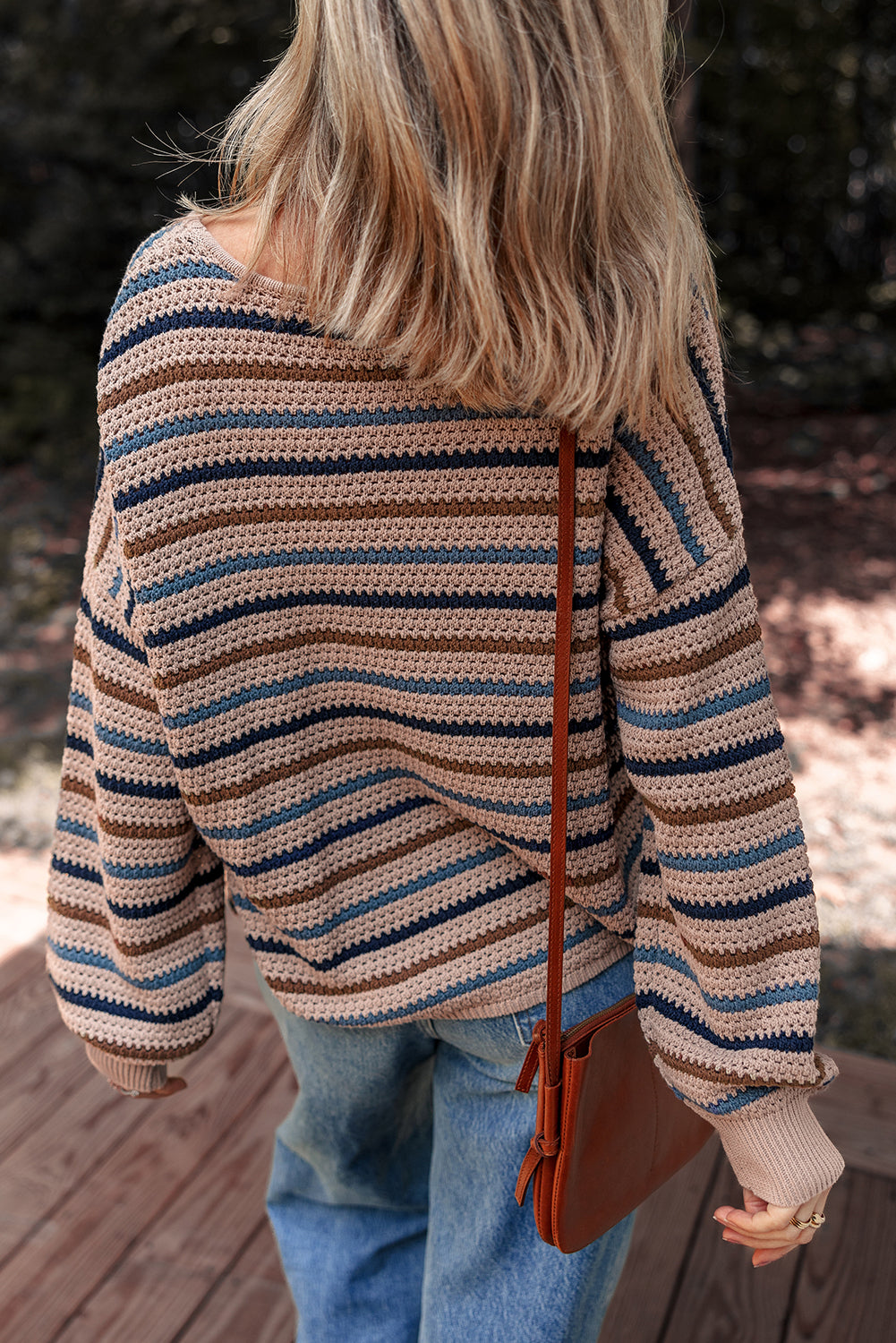 Multicolor Striped Drop-Shoulder Sweater