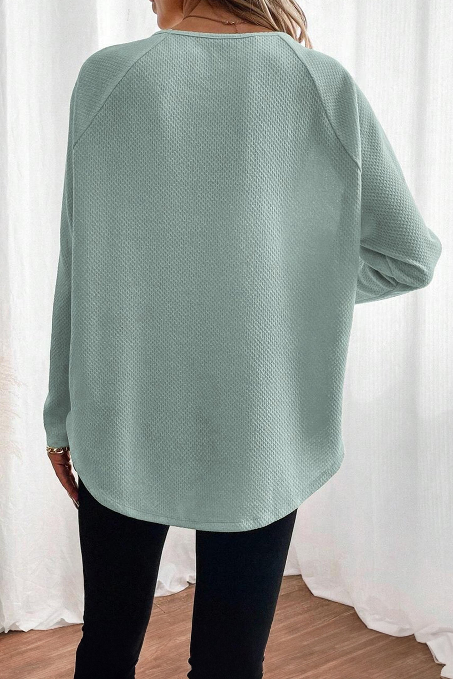 Moonlight Jade Textured Raglan Knit Top