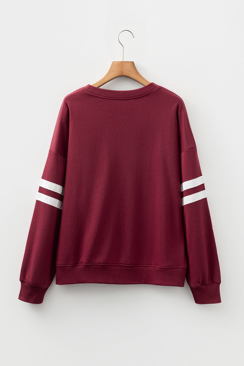White Varsity Striped Detail Drop-Shoulder Oversized Sweatshirt