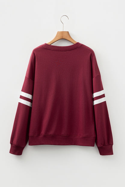 White Varsity Striped Detail Drop-Shoulder Oversized Sweatshirt