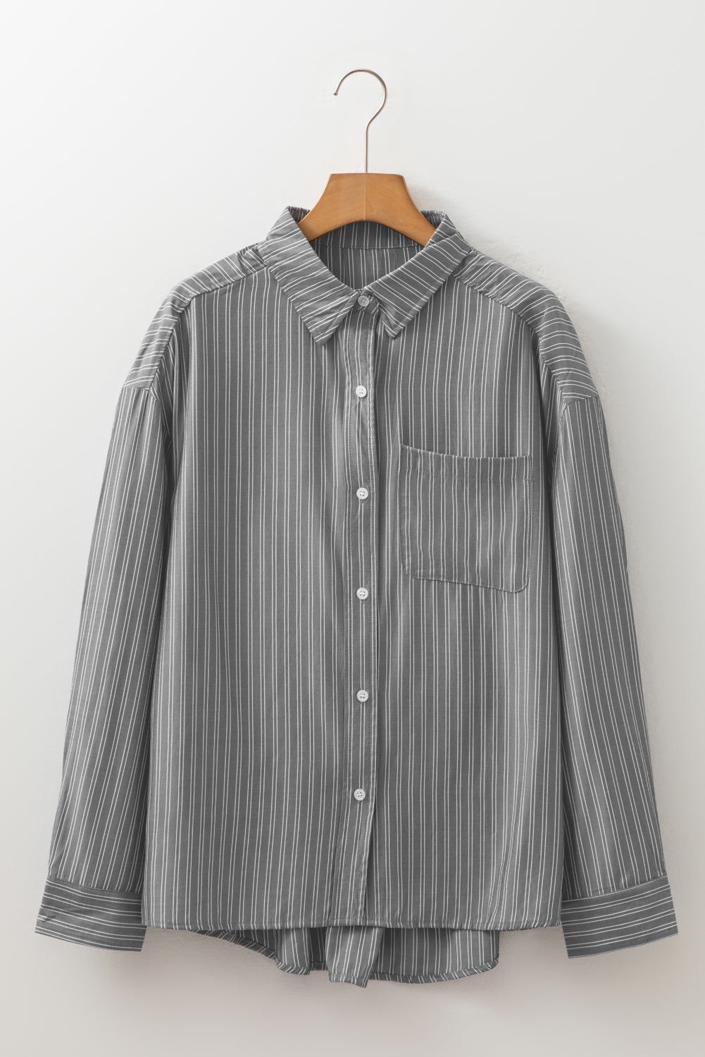 Black Stripe Oversized Button-Up Shirt