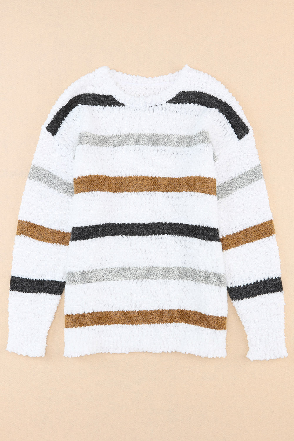 Multicolor Stripe Popcorn-Knit Sweater