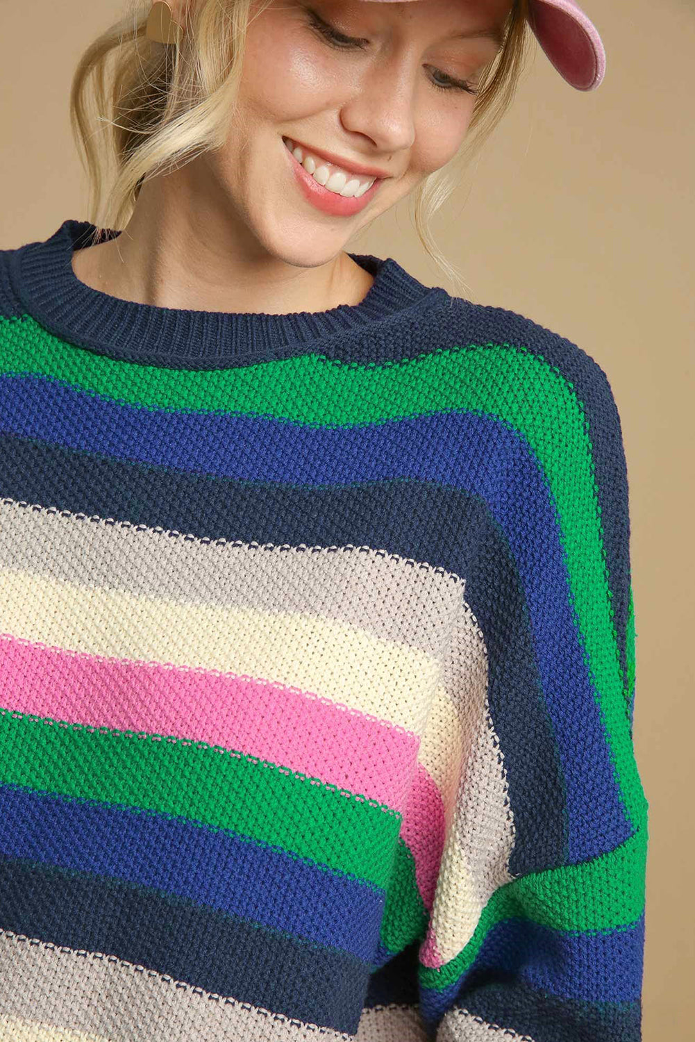 Bright Green Rainbow-Striped Sweater
