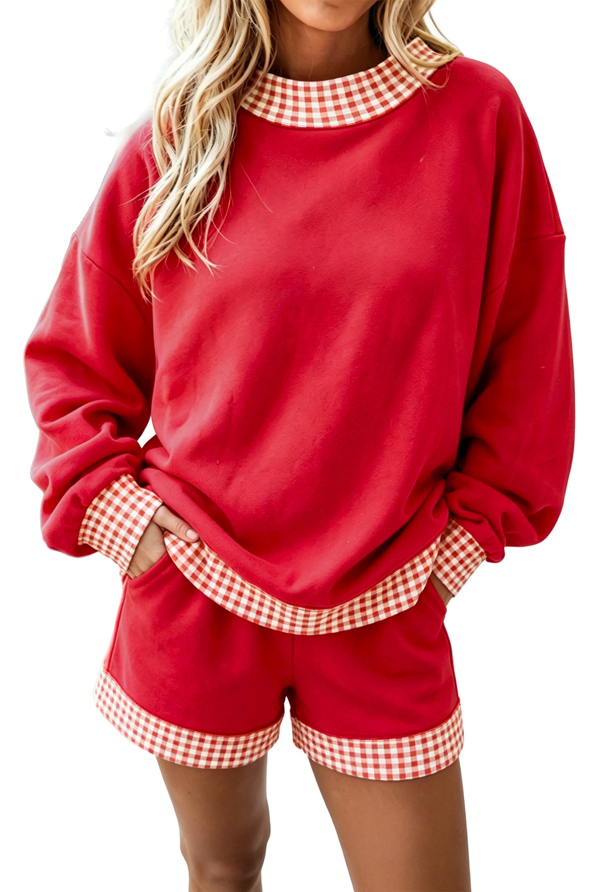 Polka-Dot Trim Pullover & Shorts Set