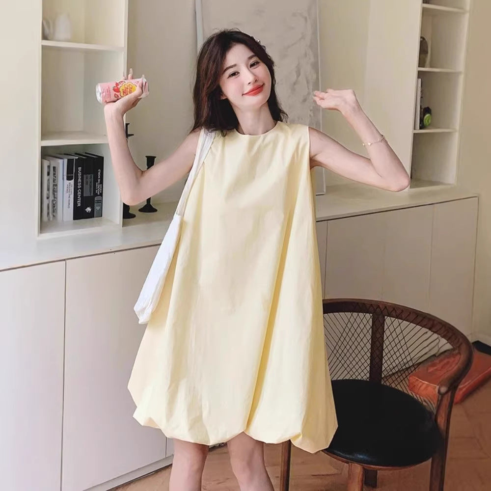 Petite Feminine Youthful Yellow Off-Shoulder Dress