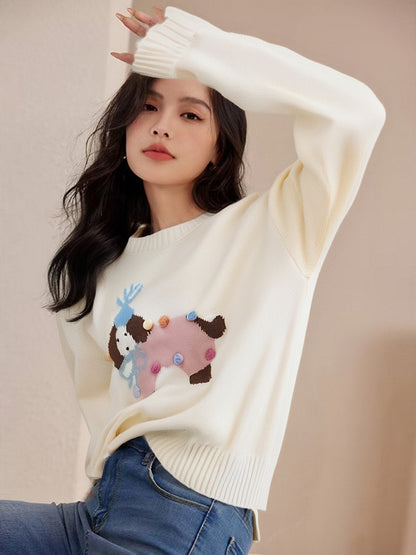Gradient Stripe Button-Front Knit Sweater