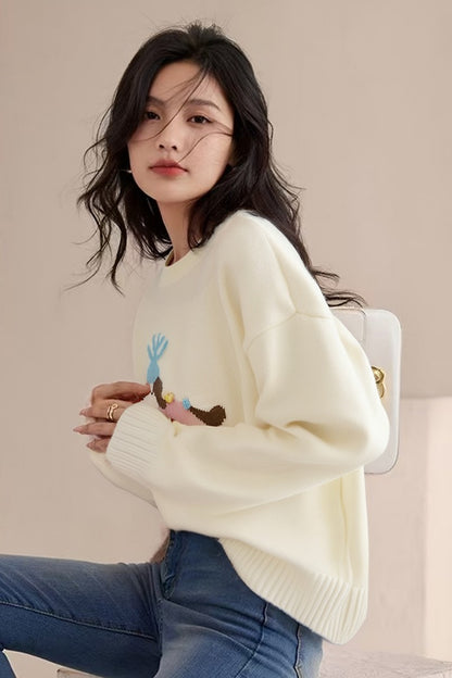 Gradient Stripe Button-Front Knit Sweater