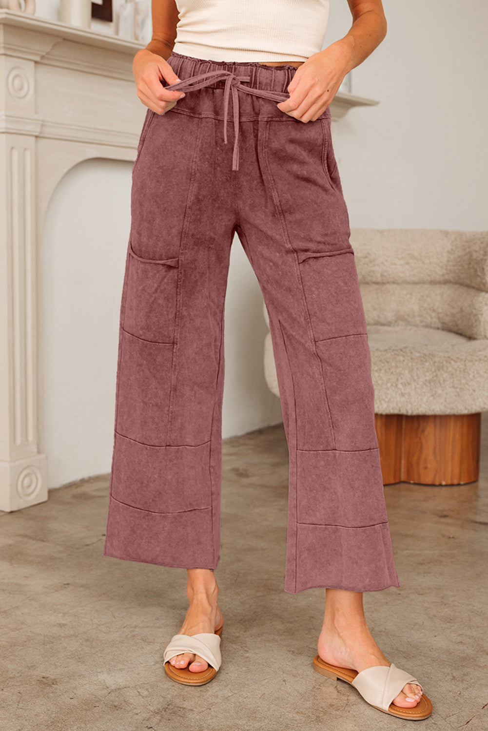 Wild Ginger Mineral-Wash Wide-Leg Pants