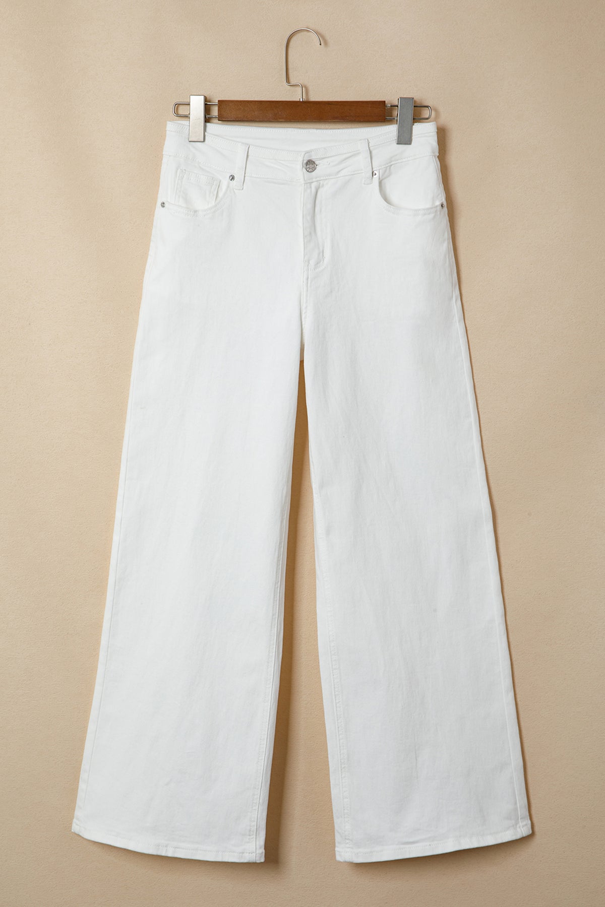 White Solid Loose Casual Jeans