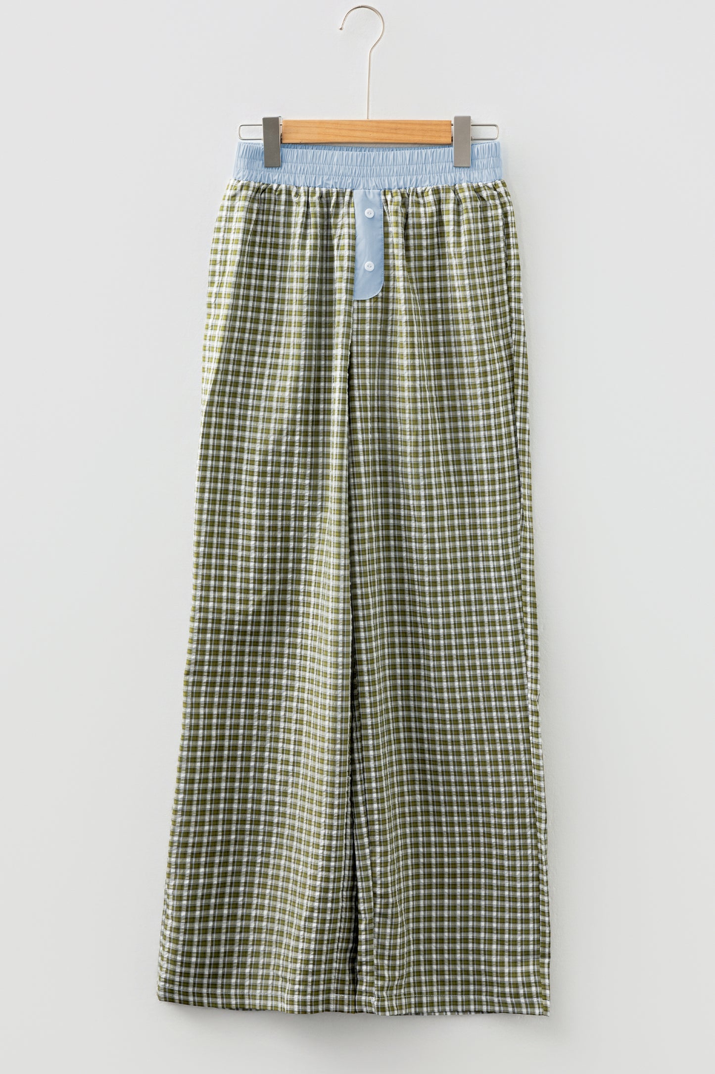 Brown Gingham Wide-Leg Boxer Pants