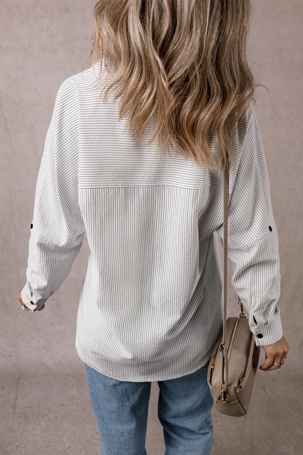 Striped Roll-Tab Longline Shirt