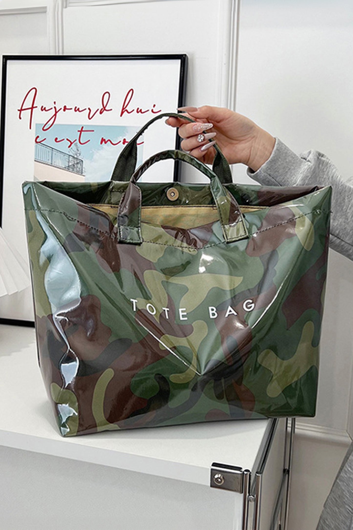 Jungle Green Camouflage Tote Bag