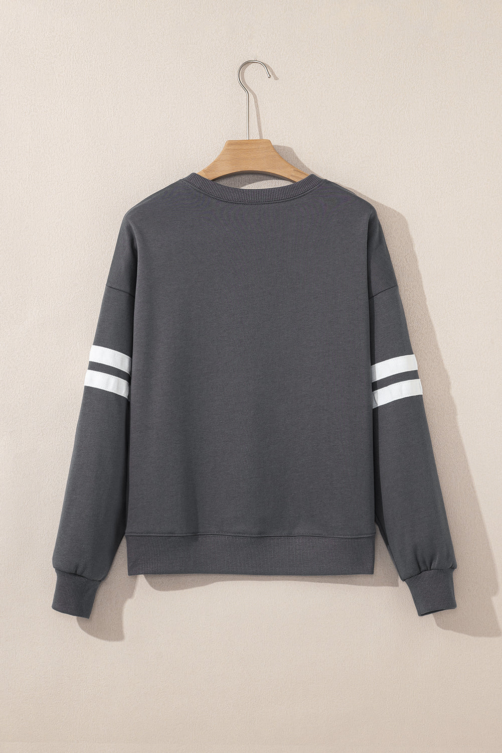 White Varsity Striped Detail Drop-Shoulder Oversized Sweatshirt