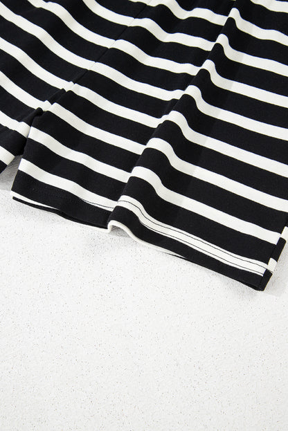 Black & White Stripe Tee & Shorts Set