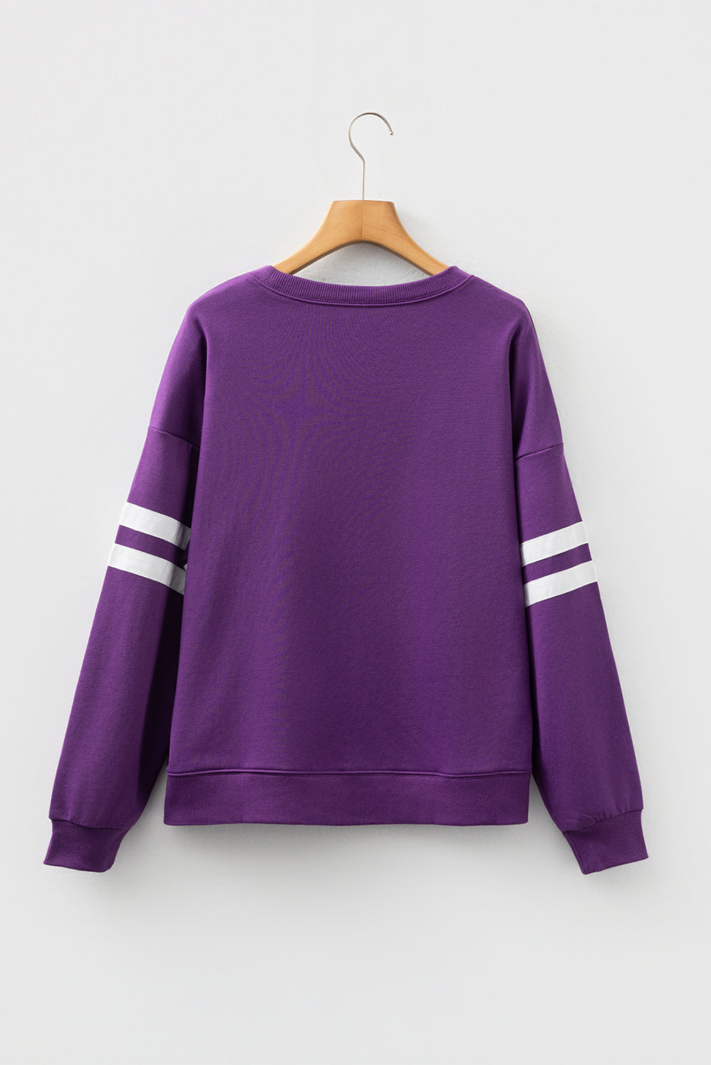 White Varsity Striped Detail Drop-Shoulder Oversized Sweatshirt