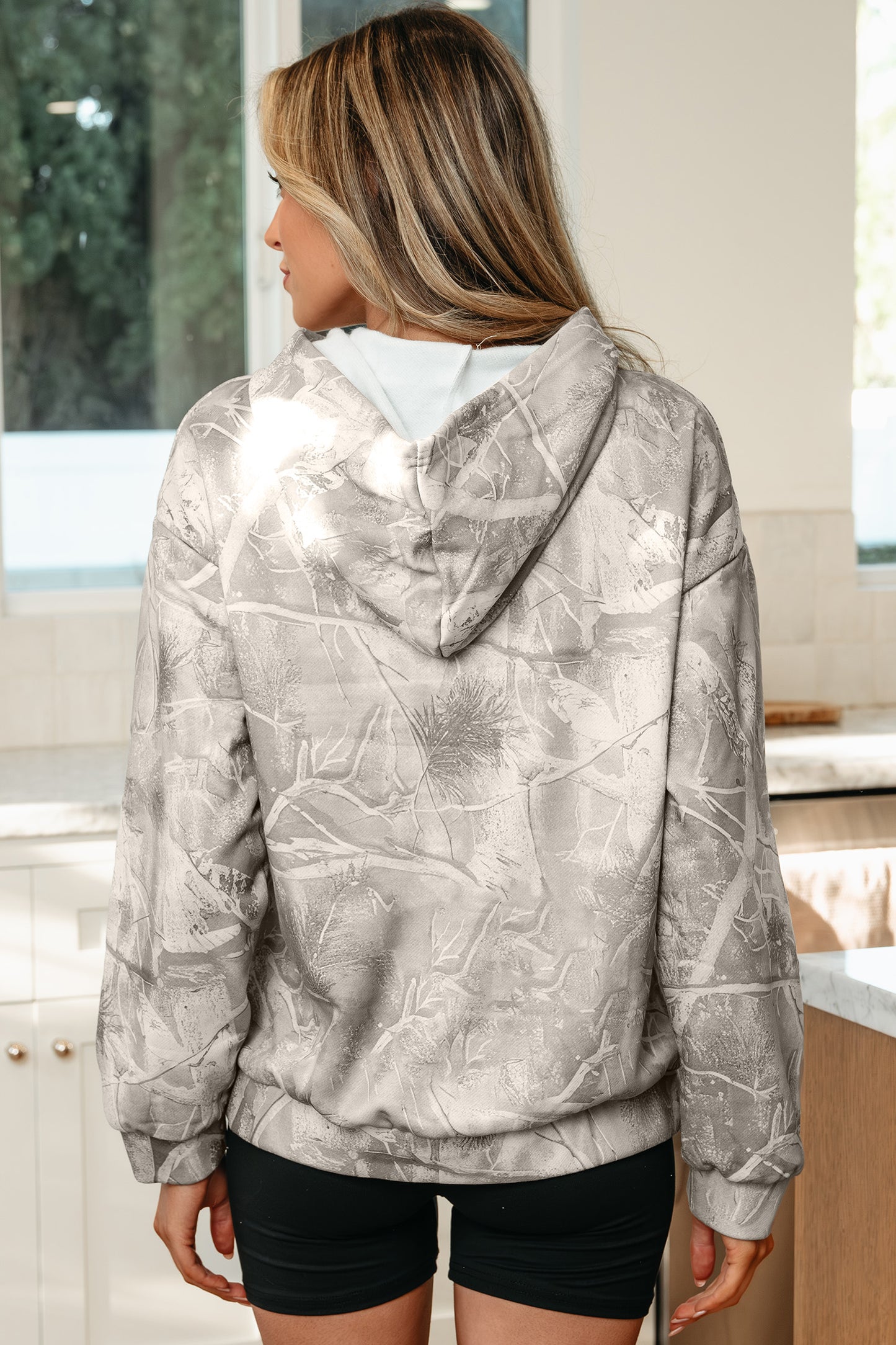 Gray Woodland-Camouflage Oversized Hoodie