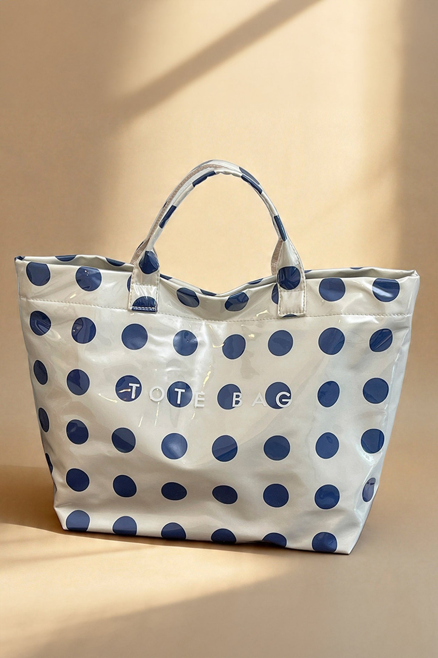 Dark Blue Polka-Dot Tote Bag