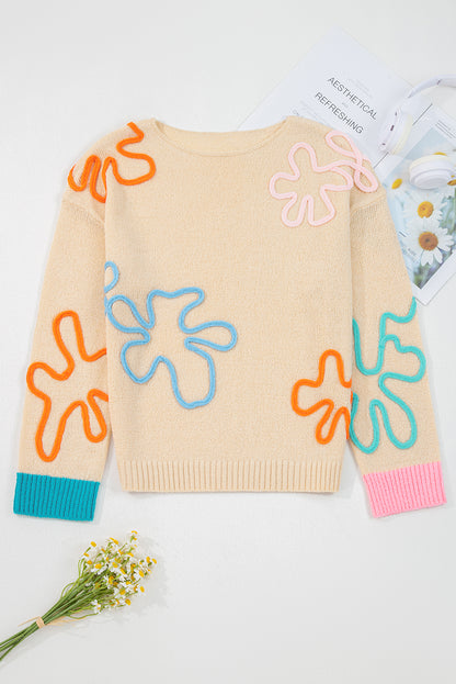 Jet Stream Floral Color-Block Sweater
