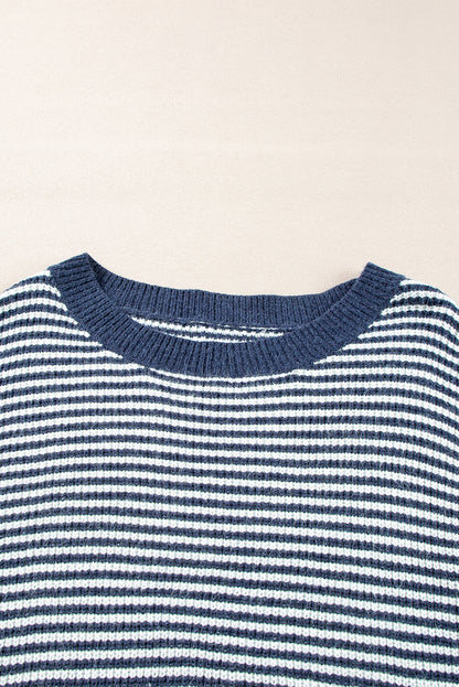 Sail Blue Stripe Lantern-Sleeve Sweater