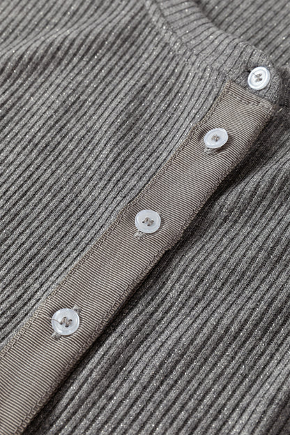 Sleet Gray Ribbed Slim Cardigan