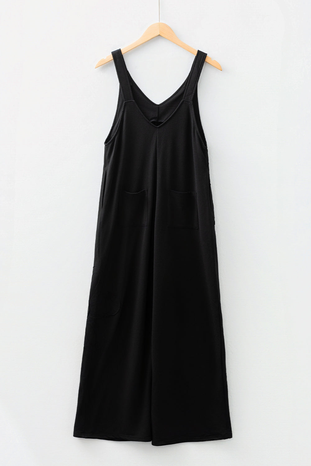 Black Floral-Appliqué Wide-Leg Jumpsuit