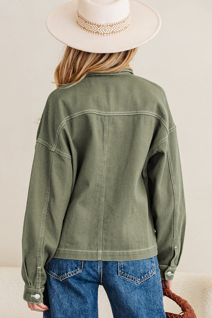 Smoke Green Boyfriend Denim Jacket