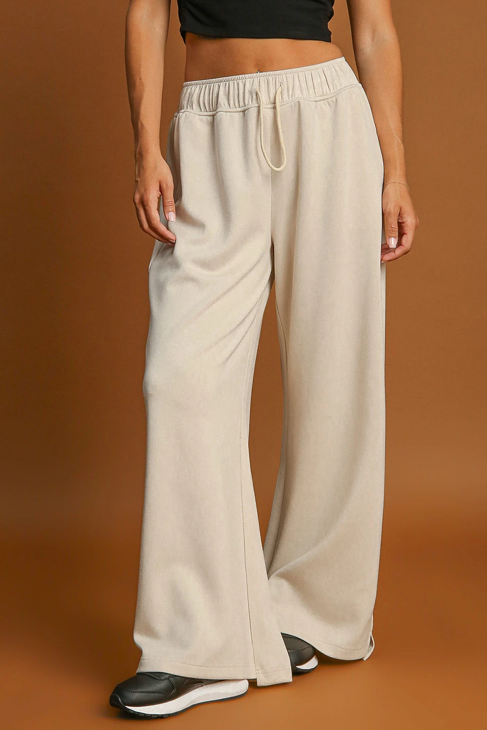 Apricot Drawstring Wide-Leg Pants